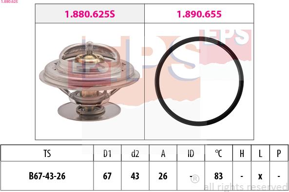 EPS 1.880.625 - Термостат охлаждающей жидкости / корпус autospares.lv