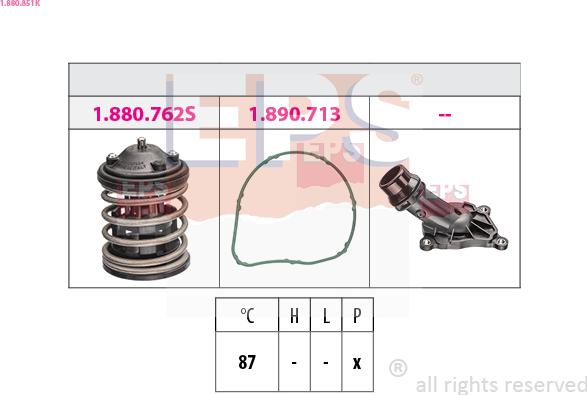 EPS 1.880.851K - Термостат охлаждающей жидкости / корпус autospares.lv