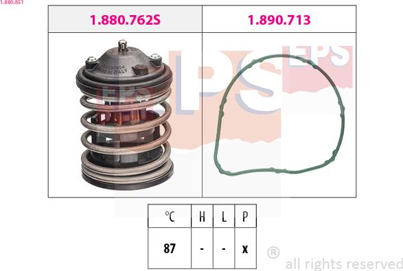 EPS 1.880.851 - Термостат охлаждающей жидкости / корпус autospares.lv