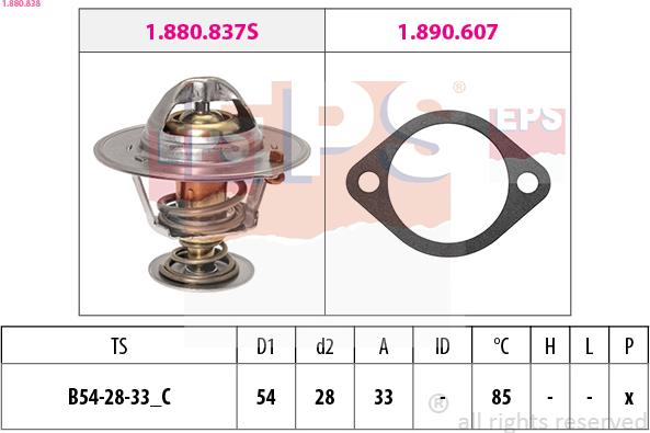 EPS 1.880.838 - Термостат охлаждающей жидкости / корпус autospares.lv