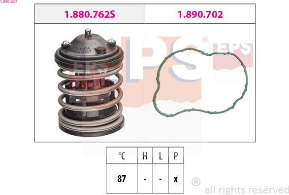 EPS 1.880.827 - Термостат охлаждающей жидкости / корпус autospares.lv