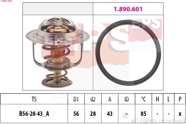 EPS 1.880.398 - Термостат охлаждающей жидкости / корпус autospares.lv