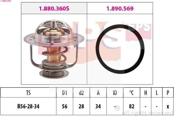 EPS 1.880.360 - Термостат охлаждающей жидкости / корпус autospares.lv