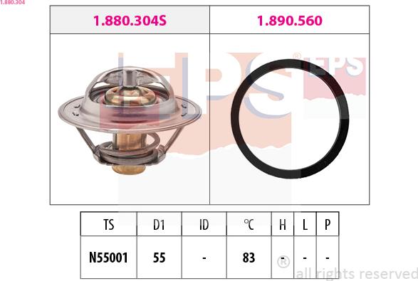 EPS 1.880.304 - Термостат охлаждающей жидкости / корпус autospares.lv