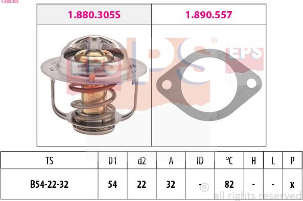 EPS 1.880.305 - Термостат охлаждающей жидкости / корпус autospares.lv