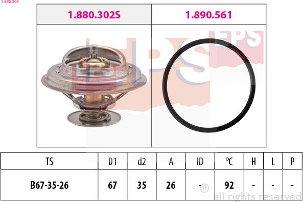 EPS 1.880.303 - Термостат охлаждающей жидкости / корпус autospares.lv