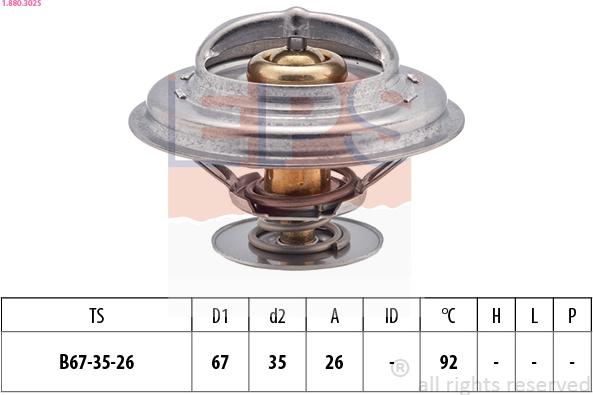 EPS 1.880.302S - Термостат охлаждающей жидкости / корпус autospares.lv