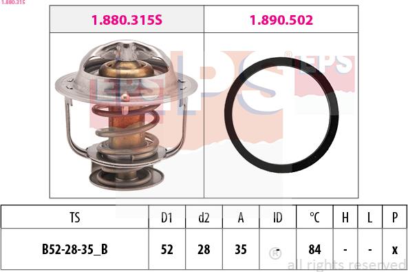 EPS 1.880.315 - Термостат охлаждающей жидкости / корпус autospares.lv