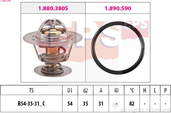 EPS 1.880.380 - Термостат охлаждающей жидкости / корпус autospares.lv