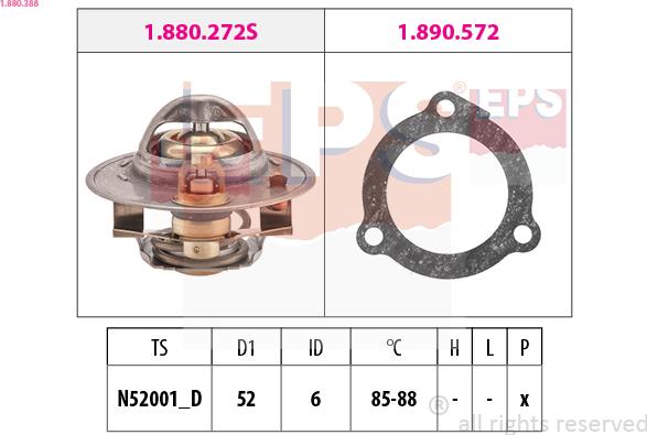 EPS 1.880.388 - Термостат охлаждающей жидкости / корпус autospares.lv