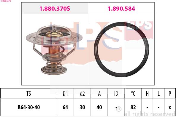 EPS 1.880.370 - Термостат охлаждающей жидкости / корпус autospares.lv