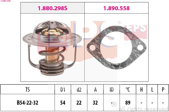 EPS 1.880.298 - Термостат охлаждающей жидкости / корпус autospares.lv