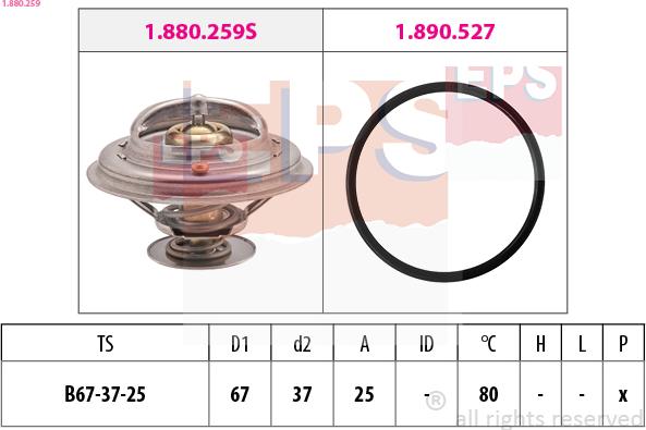 EPS 1.880.259 - Термостат охлаждающей жидкости / корпус autospares.lv