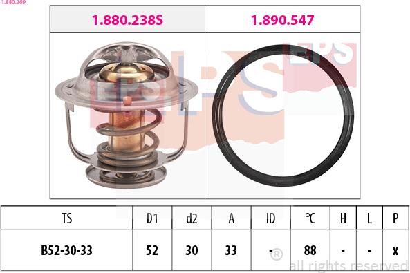 EPS 1.880.269 - Термостат охлаждающей жидкости / корпус autospares.lv