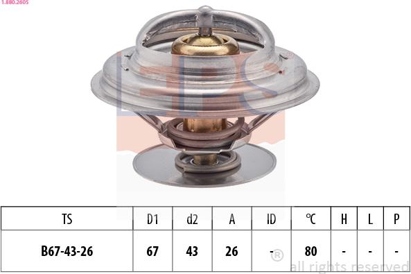 EPS 1.880.260S - Термостат охлаждающей жидкости / корпус autospares.lv