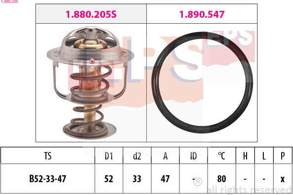 EPS 1.880.205 - Термостат охлаждающей жидкости / корпус autospares.lv