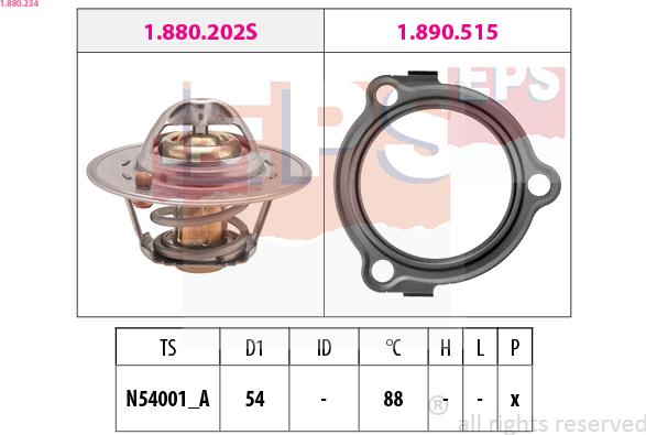 EPS 1.880.234 - Термостат охлаждающей жидкости / корпус autospares.lv