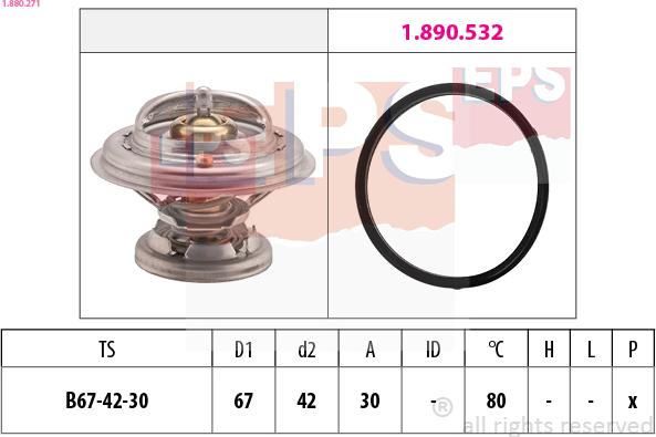 EPS 1.880.271 - Термостат охлаждающей жидкости / корпус autospares.lv