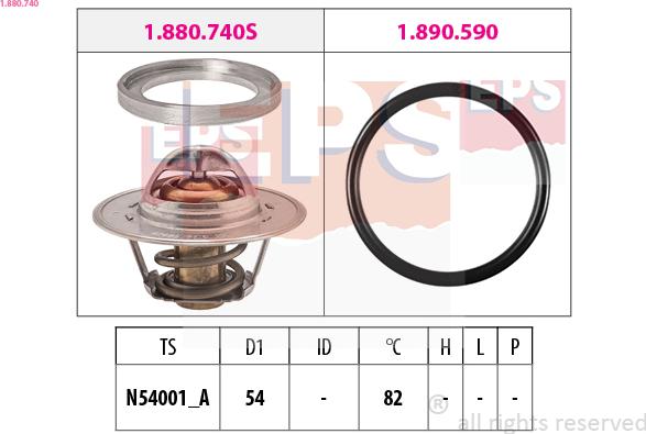 EPS 1.880.740 - Термостат охлаждающей жидкости / корпус autospares.lv