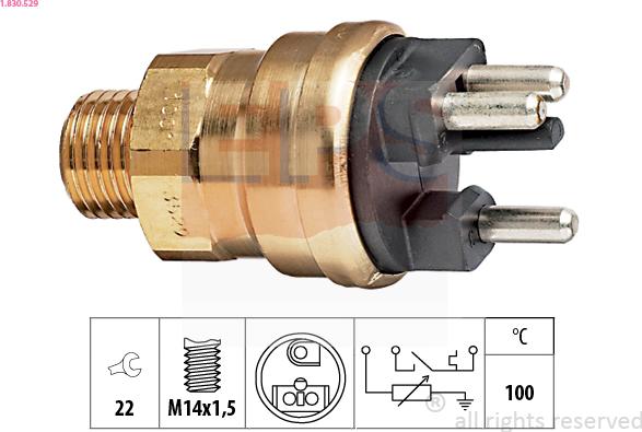 EPS 1.830.529 - Датчик, температура охлаждающей жидкости autospares.lv