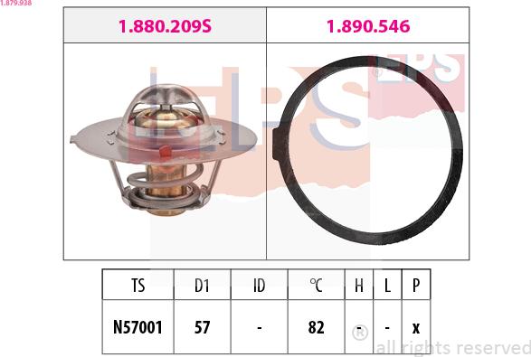 EPS 1.879.938 - Термостат охлаждающей жидкости / корпус autospares.lv