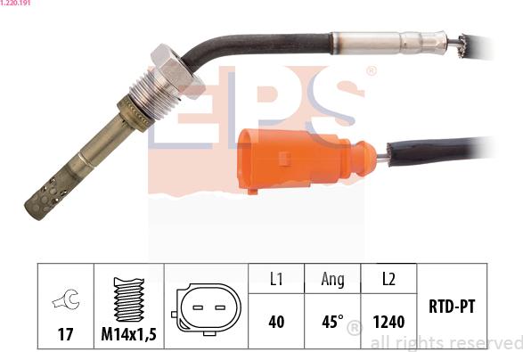 EPS 1.220.191 - Датчик, температура выхлопных газов autospares.lv