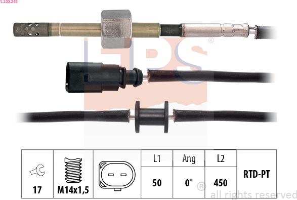 EPS 1.220.245 - Датчик, температура выхлопных газов autospares.lv