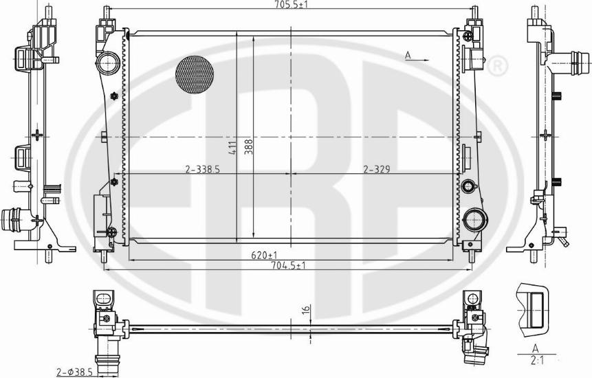 ERA 673342 - Радиатор, охлаждение двигателя autospares.lv