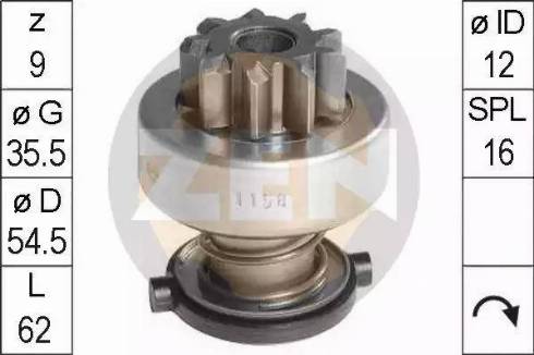 ERA 225537 - Ведущая шестерня, бендикс, стартер autospares.lv