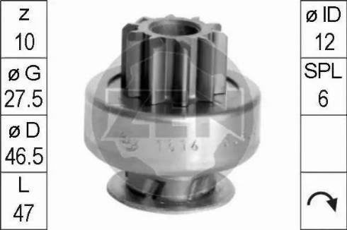 ERA 225682 - Ведущая шестерня, бендикс, стартер autospares.lv