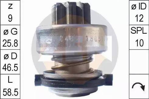 ERA 225192 - Ведущая шестерня, бендикс, стартер autospares.lv