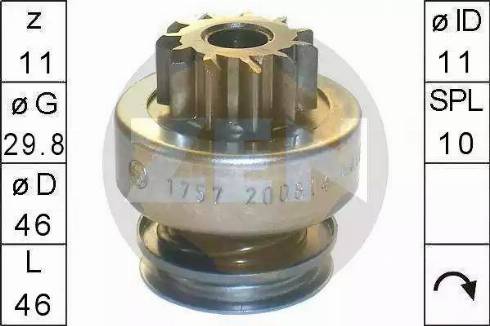 ERA 225 741 - Ведущая шестерня, бендикс, стартер autospares.lv