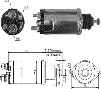 ERA 227791 - Тяговое реле, соленоид, стартер autospares.lv