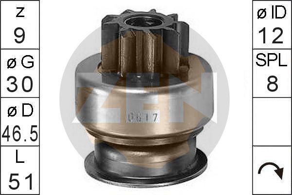 ERA ZN0617 - Ведущая шестерня, бендикс, стартер autospares.lv