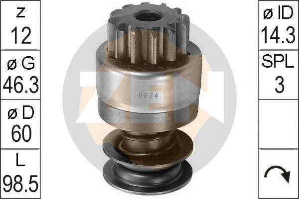 ERA ZN0624 - Ведущая шестерня, бендикс, стартер autospares.lv