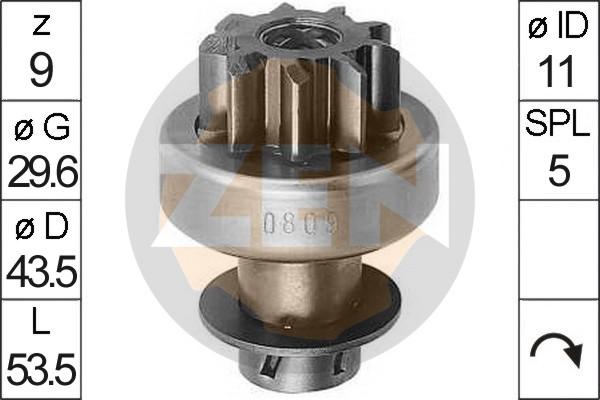 ERA ZN0809 - Ведущая шестерня, бендикс, стартер autospares.lv