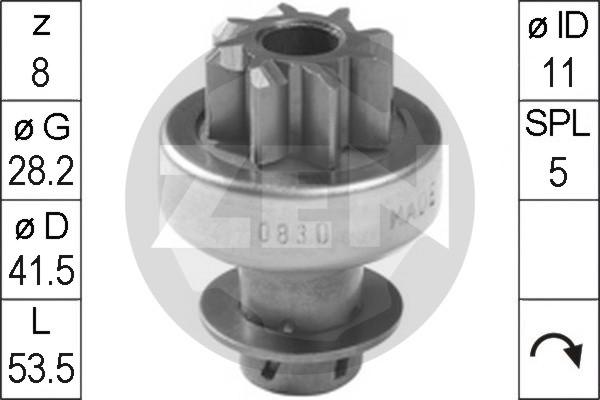 ERA ZN0830 - Ведущая шестерня, бендикс, стартер autospares.lv