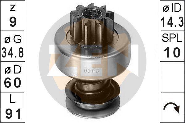 ERA ZN0308 - Ведущая шестерня, бендикс, стартер autospares.lv