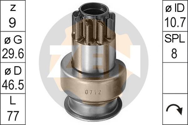 ERA ZN0712 - Ведущая шестерня, бендикс, стартер autospares.lv