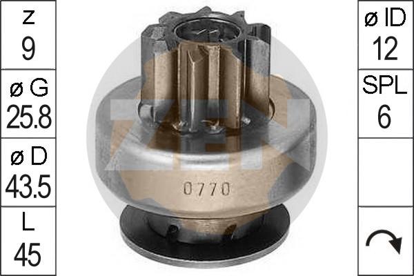 ERA ZN0770 - Ведущая шестерня, бендикс, стартер autospares.lv