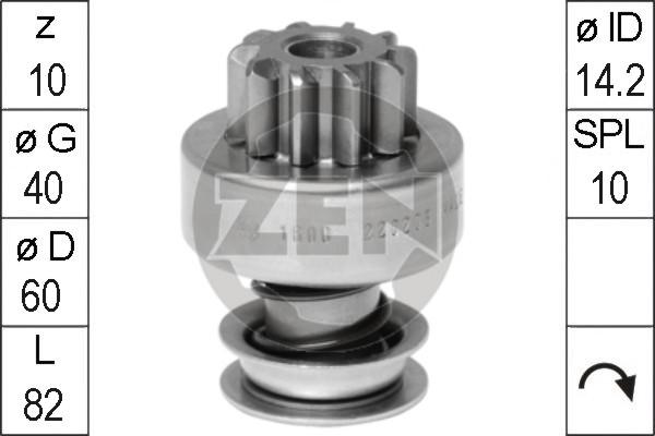 ERA ZN1600 - Ведущая шестерня, бендикс, стартер autospares.lv