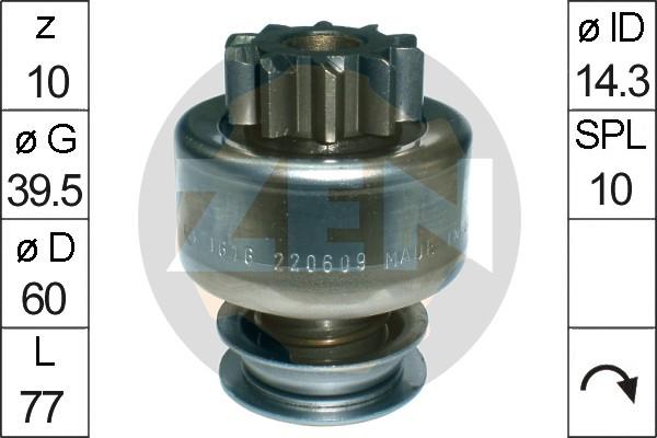 ERA ZN1616 - Ведущая шестерня, бендикс, стартер autospares.lv