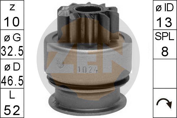 ERA ZN1024 - Ведущая шестерня, бендикс, стартер autospares.lv