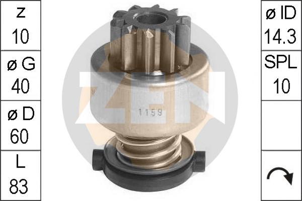 ERA ZN1159 - Ведущая шестерня, бендикс, стартер autospares.lv