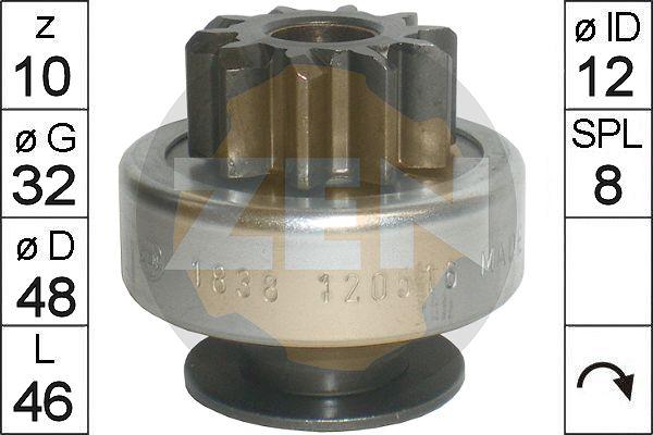 ERA ZN1838 - Ведущая шестерня, бендикс, стартер autospares.lv