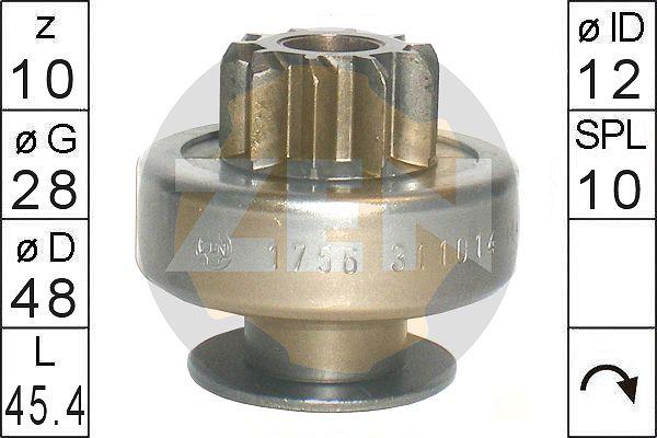 ERA ZN1756 - Ведущая шестерня, бендикс, стартер autospares.lv