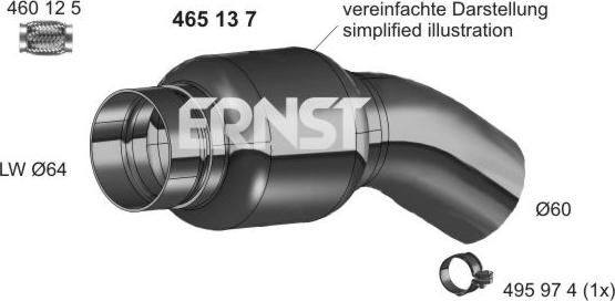 ERNST 465137 - Гофрированная труба, выхлопная система autospares.lv