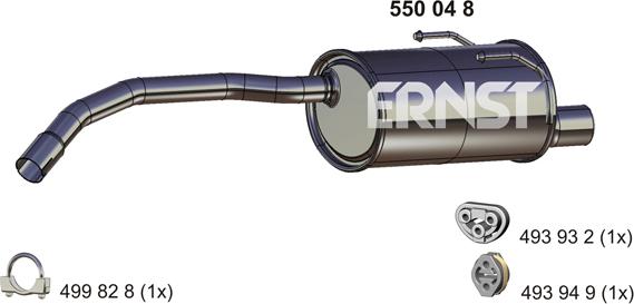 ERNST 550048 - Глушитель выхлопных газов, конечный autospares.lv