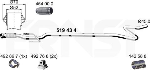 ERNST 519434 - Труба выхлопного газа autospares.lv