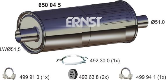 ERNST 650045 - Глушитель выхлопных газов, конечный autospares.lv